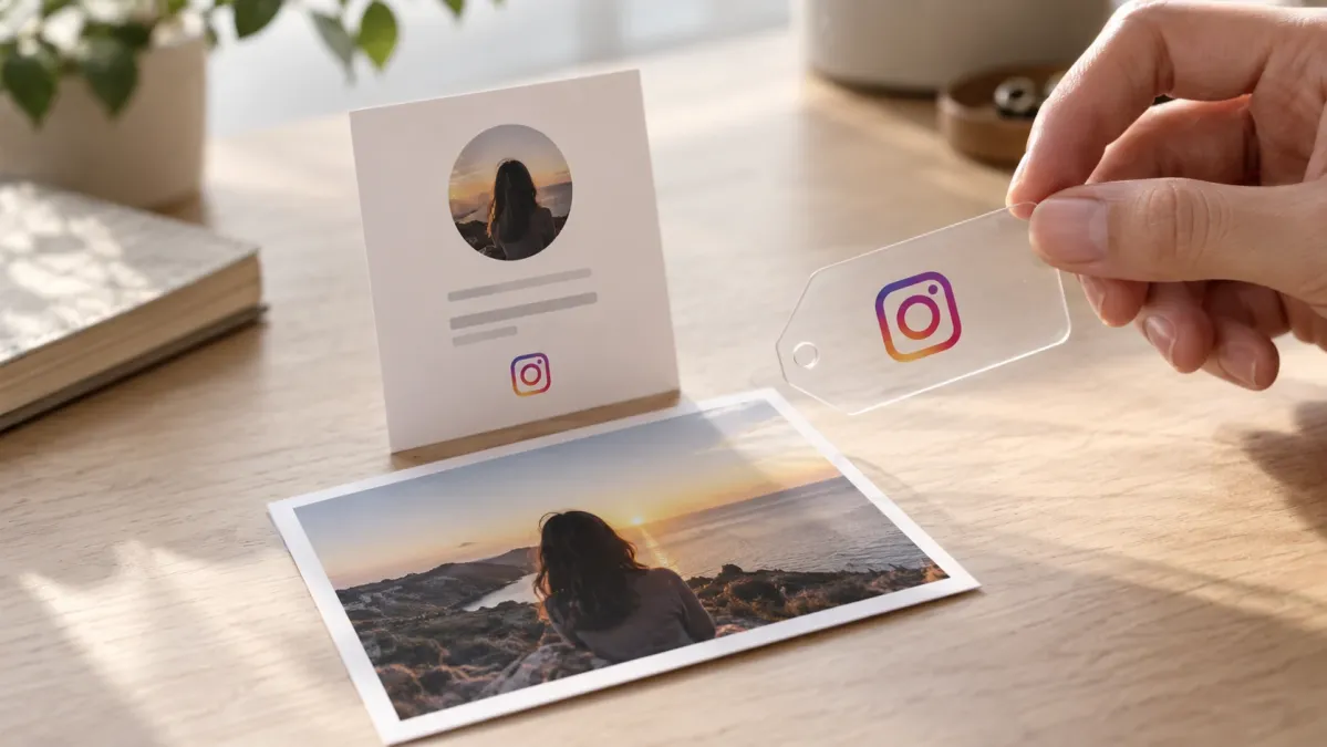 Asıl fotoğraf yerinde dururken profil bağlantısını anlatan etiket simgesini kaldıran el.
