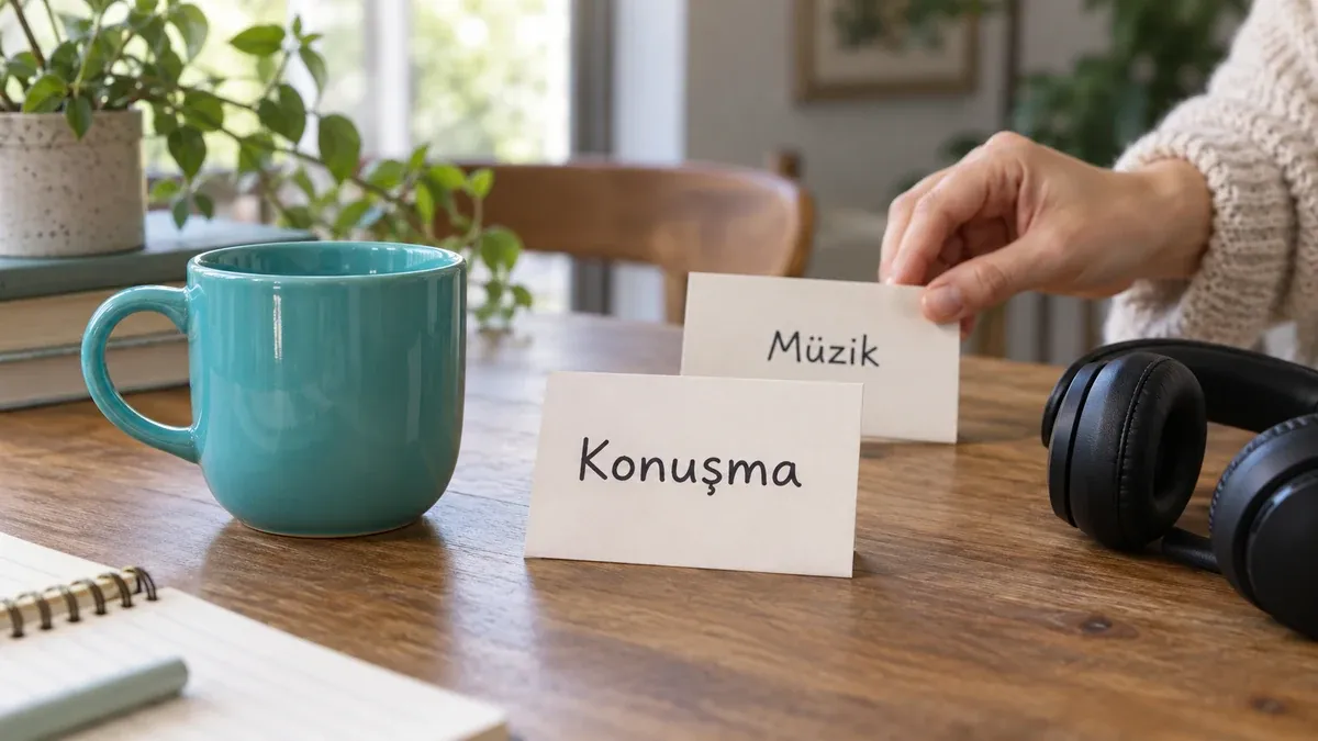 Konuşma kartını önde, Müzik kartını geride tutan ses düzenleme notları