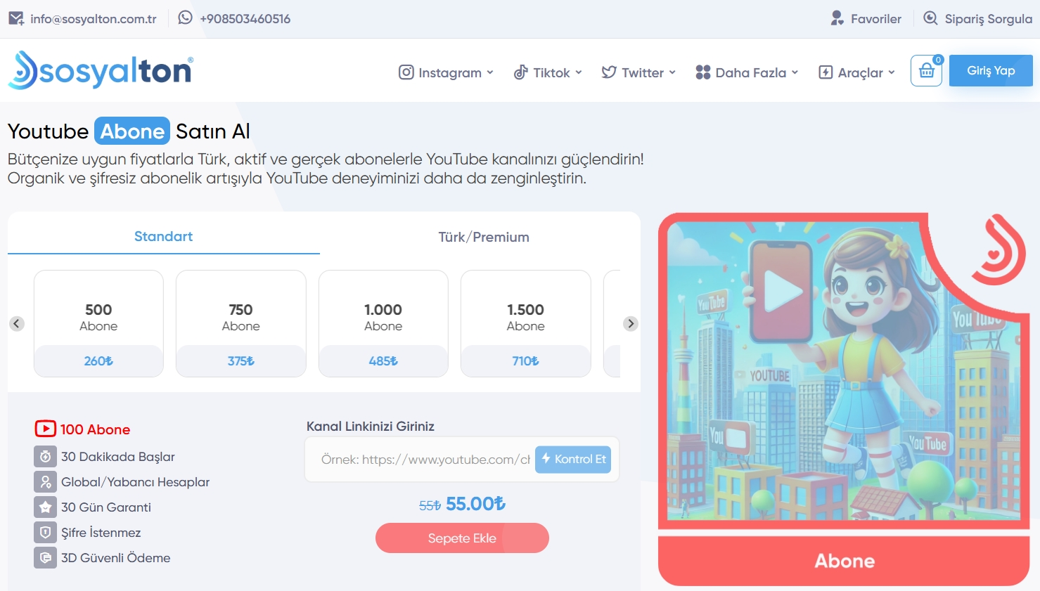 Youtube abone satin alin premium ucretli paketlerimizi inceleyin